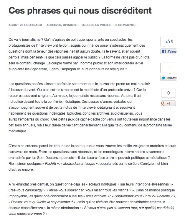 Chronique sur les questions incongrues des journalistes