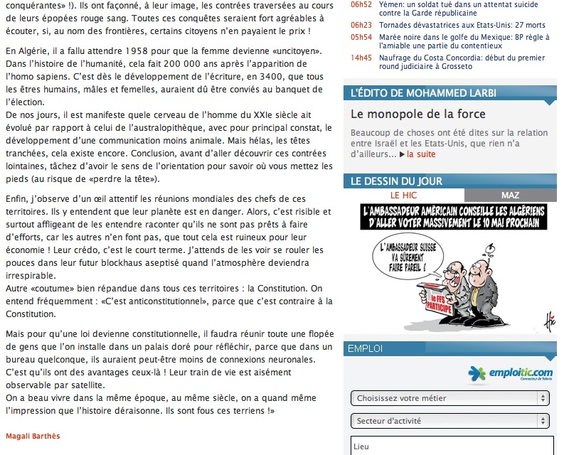 Article L'histoire déraisonne