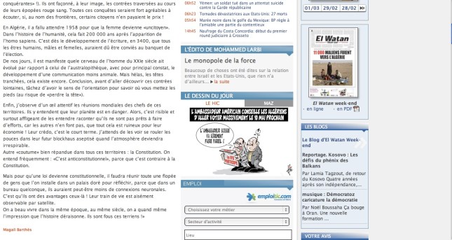 Article intitulé "L'histoire déraisonne"