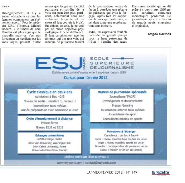 Article sur les commentatrices de sport