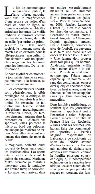 Article sur les commentatrices de sport